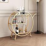 Maxkon Round Bar Cart Glass Home Ba