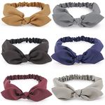 6 Pcs Hogoo Bow Headbands Vintage Solid Color Headband Polyester Headwraps Fabric Hair Band for Women