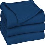 PL Homes 220 GSM Polar Fleece Single Bed Lightweight Plain Blanket for All Season Travel & Camping, 60x90Inch, Blue