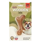 BarkButler x FOFOS Woodplay Bone Durable Dog Chew Toy - Brown, Real Wood Fibre Dog Toys, Cleans Teeth, Massages Gums, Splinter-Free, Non-Toxic Wooden Dog Toy for All Small-Medium Breeds (5-20kg)