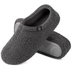 HomeTop Women's Fuzzy Curly Fur Memory Foam Loafer Slippers Bedroom House Shoes with Polar Fleece Lining (7-8 US,Dark Grey)