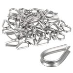 sourcing map 50Pcs M1.5 Stainless Steel Thimble for 1.5mm Dia Wire Rope, Wire Rope Cable Thimbles Rigging for Marine, Sunshade Sail, Fence