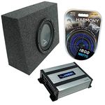 HarmonyAudio Compatible with Unviersal Regular Standard Cab Truck HA-R104 Single 10" Loaded Sub Box Enclosure with HA-A400.1 Amplifier