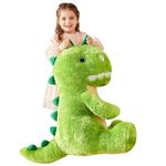 IKASA Giant Dinosaur Stuffed Animal Toys - Soft Plush Toy Large Cute Huge Jumbo Kawaii Plushie Big Size Dinosaurio Peluche - Good Gifts for Kids Girls Boys Childrens (60cm, Green)