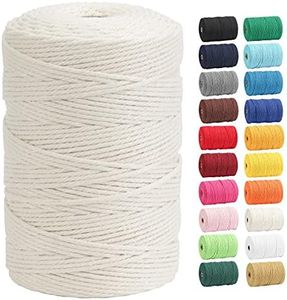 Macrame Cord, DAOFARY 100% Natural Cotton Rope 3mm x 328 Yards 4 Strand Twisted Macrame Rope Cotton Twine String for DIY Crafts Knitting Dream Catcher Plant Hanger Wedding Decor