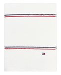 Tommy Hilfiger Modern American Double Stripe 574 GSM Dobby 1 Piece Bath Towel, 30 X 56 Inches, 100% Cotton (White)