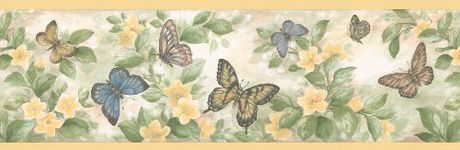 Brewster 137B38633 Kitchen Bath Bed Resource III Butterflies Wall Border, 6.875-Inch by 180-Inch, Yellow