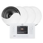Q Acoustics E120 White - Bluetooth Ceiling Speaker System with Touch Panel Wall Amplifier and DAB+ Digital Radio - 4 x NCSS5
