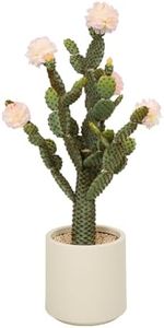 Keeplush Artificial Cactus Plants 3ft, Fake Flower Plant with White Pot, Large Cacti Faux Floor Plant for Home Office Hotel Patio Balcony or Garden Balcony Indoor Outdoor Desert Decor