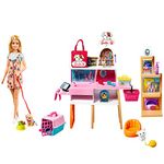 Barbie Doll (11.5-in Blonde) and Pet Boutique Playset with 4 Pets, Color-Change Grooming Feature and Accessories, Great Gift for 3 to 7 Year Olds, GRG90