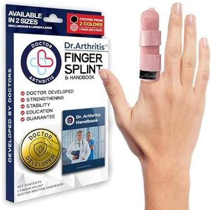 Doctor Developed Finger Splint & Handbook - Trigger Finger, Arthritis, RSI - Fits Ring, Index, Pinky & Middle - 2 sizes (Pink, L/XL)