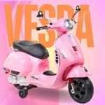 LITTLE PUP Electric Ride-On Scooter for Kids Ages 2 to 6 | 12V Rechargeable Battery Vespa | Easy Foot Accelerator | Safe & Sturdy Design (Pink