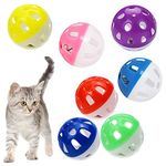 VOVIGGOL 12PCS 4CM Cat Toy Ball with Bell, Pet Toy Cat Bell Ball Cat Toy with Bell Cat Jingle Balls for Cats Kitten, Plastic Cat Toys Jingle Balls Pounce Chase Rattle Ball Toys Random Color