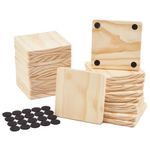 24 Pack Wood Coasters, JETAINE 4 Inch Unfinished Square Wooden Coasters, Blank Craft Coasters for DIY Architectural Models Drawing Painting Wood Engraving Wood Burning Laser Scroll Sawing