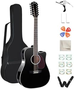 Asmuse 12 String Guitar,42” Acoustic Electric Guitar, 12 String Full Size Acoustic Guitar Bundle with 4-Band EQ, Gig Bag, Picks, Shoulder Strap