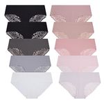 Sophie B by René Rofé Lingerie Women's 10 Pack No Show Lace Back Hipsters - - S