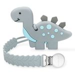 MISSLILI Teething Toys for Babies 0-6 6-12 Months Baby Teethers with Clip Silicone Baby Teether Toys for Boys and Girls Infant Teething Relief for Teething Dinosaur Shap