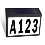 T-SUN Solar Address Sign, Solar House Number Sign for Outside Waterproof, Cool White Lighted House Numbers LED Solar powered address plaques Driveway Marker for Home Yard Street (Wall Mount)