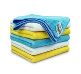 SOFTSPUN Microfiber Basic Cleaning Cloths 6 pcs 40x40cms 220 GSM Multicolor! Highly Absorbent Lint and Streak Free Multi Purpose Wash Cloth for Bike & Car Stainless Steel Silverware.