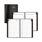 Blueline Essential Academic Daily/Monthly Planner, August 2023 to July 2024, Twin-Wire Binding, Soft Vicuana Cover, 8" x 5", Black (CA201.BLK-24)