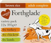 Forthglade Wet Dog Food Variety Pack (12 x 395g Trays) - Adult Dogs, Wholegrain Turkey, Lamb & Chicken with Brown Rice, Stomach Sensitive Wet Dog Food Trays, Hypoallergenic Dog Food