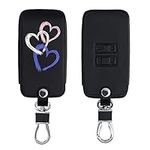 kwmobile Key Cover Compatible with Renault 4 Button Car Key Smart Key (only Keyless Go) - Faux Leather Car Key Fob Protector - Violet/White/Black