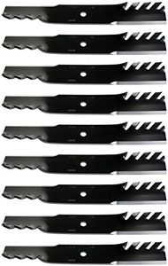 USA Mower Blades (9 MB022BP Toothed High-Lift for Exmark 103-6584-S Toro 105-7779-03 Length 18 in. Width 2-1/2 in. Thickness .203 in. Center Hole 5/8 in. 36 in. 52 in. 54 in. Deck