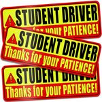 psler Student Driver Magnet for Car, be Patient Student Driver Magnet Boys and Girls New Student Driver Sticker Red and Yellow Reflective Signs Reusable Movable 9.45×3.2inch 3 Pcs