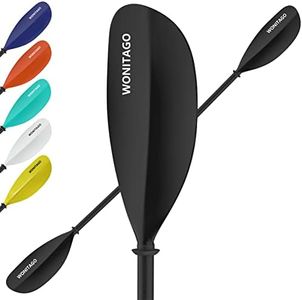 WONITAGO Kayak Paddles with Alloy Shaft and PP Blade, Floating Kayaking Oars, Adjustable 210-230 cm/82-90 Inches, Black