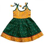 PW PLATYPUS WORLD Baby Girls Knee Length Frock & Dress (Green Yellow 001_Green And Yellow_3 Months-6 Months)