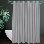 UFRIDAY Half Size Stall Shower Curtain 36 x 72 inches with 6 Hooks, Solid Grey Fabric Shower Curtain for Bathroom Waterproof 36 Inch Shower Liner,Gray