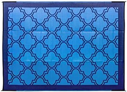 Outdoor Mat - 9' x 12' Lattice, Blue/Blue (E/F)