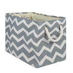 DII Collapsible Polyester Storage Basket, Large/18" x 12" x 15", Gray Chevron