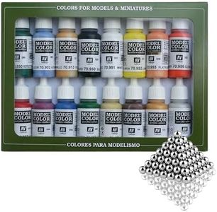 Silu- Silu Vallejo Model Color U.S.A. 70.140. Set di vernici Vallejo con 16 palline di miscelazione in acciaio inox, modello colore per dipingere modelli, miniature e diorami