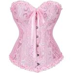 Zeiayuas Pink Corset for Women UK Bustiers Corsets Bridal Lingerie Lace up Satin Boned Corset Top Gothic Waist Cinchers Overbust Bodysuit Sweetheart Shapewear Ladies Jacquard Underbust