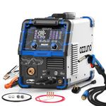 AZZUNO Aluminum 250Amp MIG Welder,6 in 1 Gas MIG/Gasless Flux Core /Stick/Lift TIG/Spot Welding/Spool Gun Compatible Welding Machine 110V/220V Large LED Display Multi Process Welder