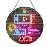 Neon Little Man Cave Wooden Round D