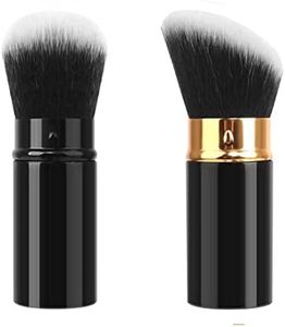 KAIAIWLUO Retractable Makeup Brush, 2 Pieces Kabuki Makeup Brushes Telescopic Blush Retractable Kabuki Makeup Travel Makeup Powder Brush for Applying Foundation Powders and Mineral Cosmetics Black