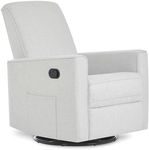 Evolur Raleigh Glider in Fog, Upholstered Plush Seating 360° Swivel Glider Rocking Chair, FSC Certified, Greenguard Gold & JPMA Certified Nursery Glider Recliner