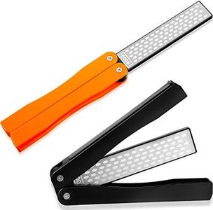 2 Pack Garden Tool Sharpener, Folding Pocket Diamond Knife Sharpener 400/600 Grit Double-Sided Scissor, Pruners, Loppers or Blade Sharpening Stone for Garden Outdoor Camping Kitchen