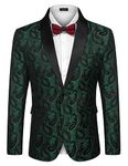 COOFANDY Mens Floral Tuxedo Jacket Paisley Shawl Lapel Suit Blazer Jacket for Dinner,Prom,Wedding, Green, XXL