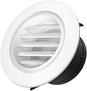 iPower 4 Inch ABS Round Air Soffit Vents Louver Grille Cover with Built-in Screen Mesh for Home Bathroom Office Kitchen Ventilation, 1-Pack, White