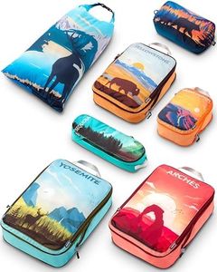 Packing Cubes for Travel-Extra Large Luggage Organizers 7 Piece Set-Ultralight, Expandable/Compression Bags for Clothes by TRIPPED Travel Gear (National Parks)