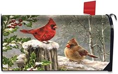 Winter Cardinal Birds Mailbox Cover