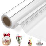 JIANTA 86CM x 30M Clear Cellophane Wrap Roll, Unfolded Thicken Film Gift Wrapping Roll for Gift Flower Craft Basket Packing Supplies