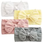 4Pcs Baby Headbands, Newborn Headbands Baby Girl Bows Newborn Baby Headbands Soft Baby Girl Bows Baby Headbands for Girls 6-12 Months