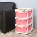 Nilkamal Plastic Chests Of 3 Drawers Chtr23Nt|Multi-Purpose Storage Organizer For Kids, School,And Home|Easy Assembly|Pink And Cream Colour