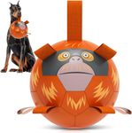 HETOO Dog Toys Dog Football with Straps, Interactive Dog Toys for Tug of War, Puppy Birthday Gifts, Dog Tug Toy, Dog Water Toy, Durable Dog Balls for Medium & Large Dog - Chimpanzees（8 Inch）