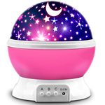 MOKOQI Star Projector Night Lights for Kids, Fun Gifts for 1-4-6-14 Year Old Girl and Boy, Projection Lamp for Kids Bedroom, Glow in The Dark Stars and Moon for Child Asleep Peacefully (Pink)