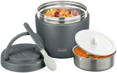 wiwens Thermo Food Jar for Hot Food Adults 32OZ Soup Thermo Lunch Containers Wide Mouth Vacuum Insulated Stainless Steel Leakproof Bento Box with Spoon (Grey)